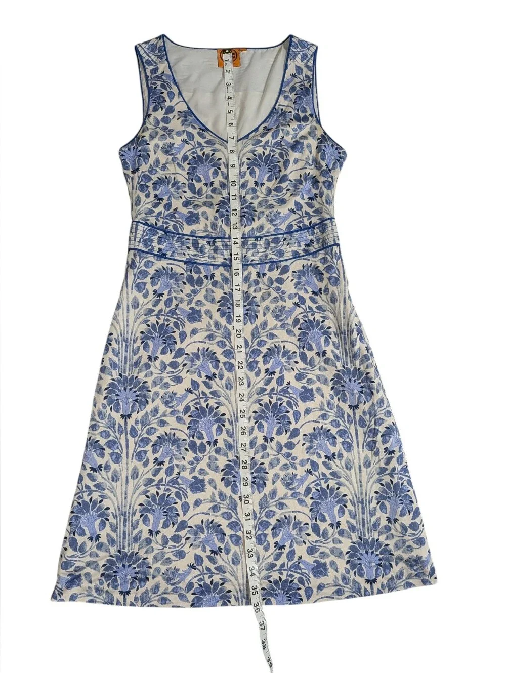 TORY BURCH Women's Mini Silk Cotton Dress Size XS White And Blue